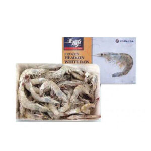 Crevettes crues blanches sur la tête congelées30/40